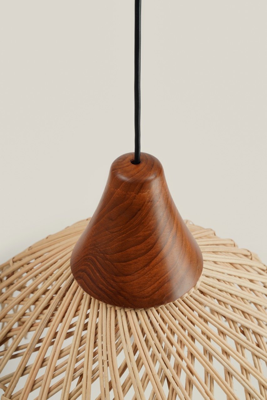 Natural rattan and teak wood lamp (Large)